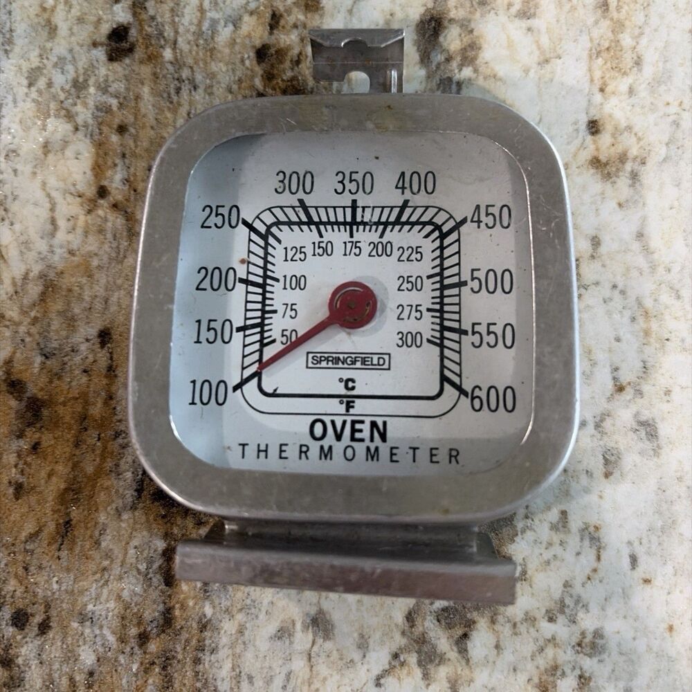 Vintage Springfield 3" Hanging Metal Oven Thermometer/Temperature Gauge USA